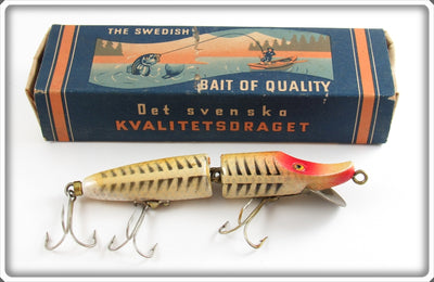 Vintage The Swedish Bait Of Quality Jointed Vamp Type In Box