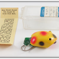 Vintage Creek Chub Yellow Spotted Plastic Wee Dee In Box 214 