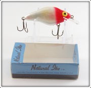 Vintage Lazy Ike Corp Red Head Pearl Natural Ike Lure In Box