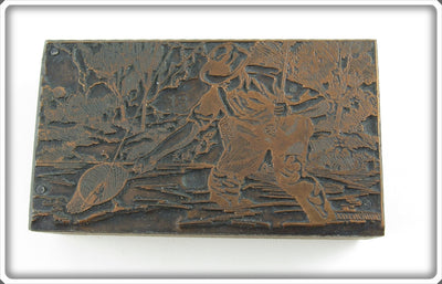 Vintage Winchester Printing Block With Man Fishing