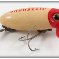 Arbogast Red Head White With Red Plastic Lip Jitterbug Lure
