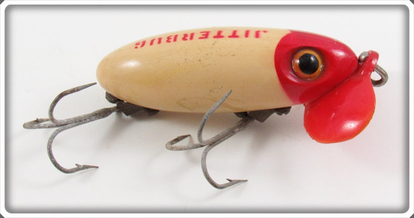 Arbogast Red Head White With Red Plastic Lip Jitterbug Lure