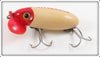 Arbogast Red Head White With Red Plastic Lip Jitterbug