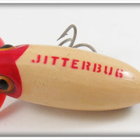 Arbogast Red Head White With Red Plastic Lip Jitterbug