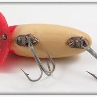 Arbogast Red Head White With Red Plastic Lip Jitterbug