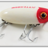 Arbogast Red Head White With White Plastic Lip Jitterbug Lure