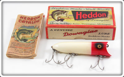 Vintage Heddon Red Head White Lucky 13 Lure In Box