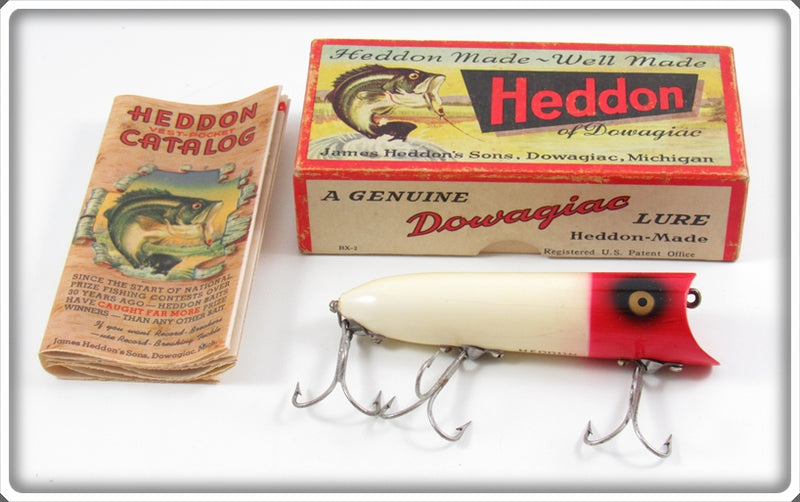 Vintage Heddon Red Head White Lucky 13 Lure In Box For Sale