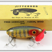 Arbogast Perch Wood Body Plastic Lip Jitterbug Lure In Box