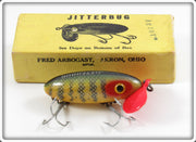 Arbogast Perch Wood Body Plastic Lip Jitterbug Lure In Box