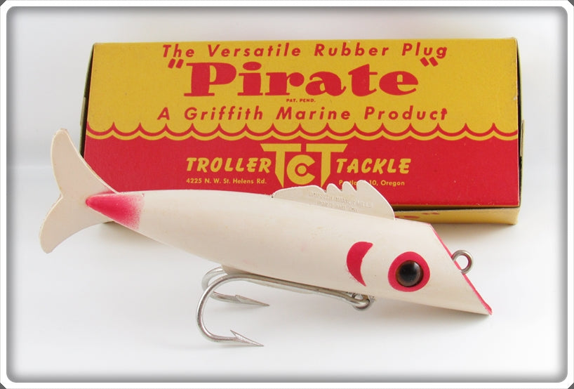 Vintage Troller Tackle White Red Gill Pirate Salmon Plug Lure In Box