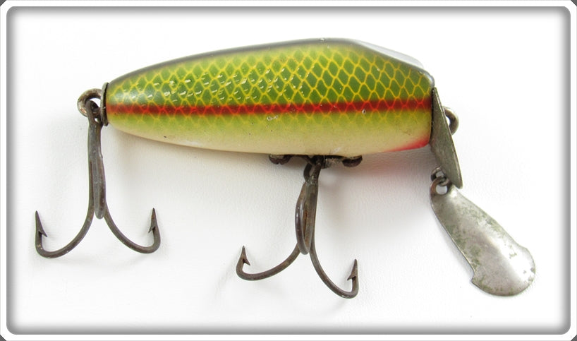 Vintage O.M. Bait Co Green Scale Unner Flash Lure