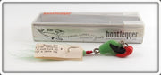 Vintage Universal Lures Inc Green & Red Bootlegger Lure In Box