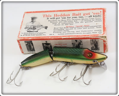 Vintage Heddon Green Scale Jointed Vamp Lure In Box 7309D