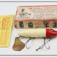 Vintage Heddon Red Head White Flap Tail Lure In Box 7002