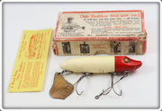 Vintage Heddon Red Head White Flap Tail Lure In Box 7002