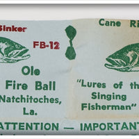 Johnny Horton Cane River Bait Co Fireburst Clear Ole Fireball In Tube ~