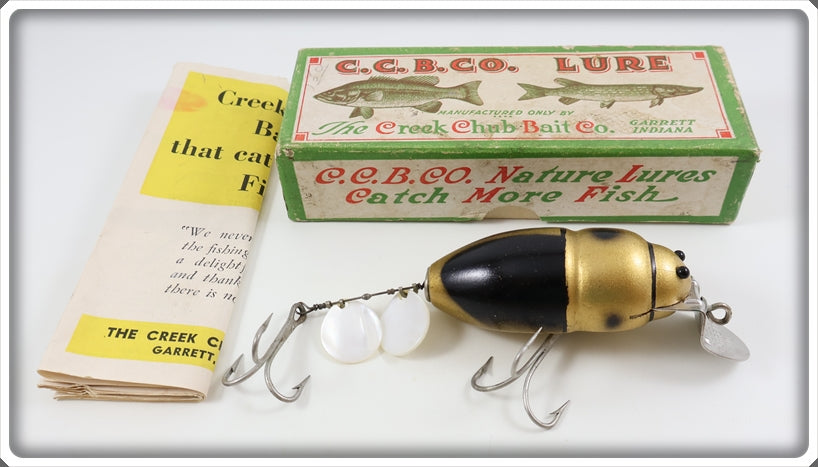 Vintage Creek Chub Gold & Black Beetle Lure In Box 3854