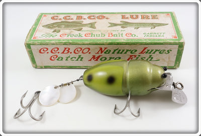 Vintage Creek Chub Green & Yellow Beetle Lure In Box 3851