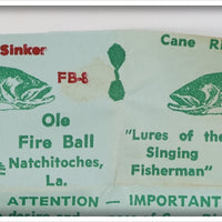 Johnny Horton Cane River Bait Co Shad Ole Fireball In Tube