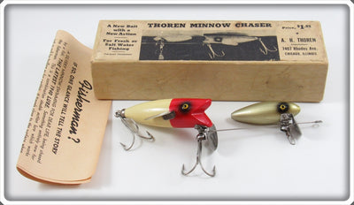 A. H. Thoren Red & White Thoren Minnow Chaser Lure In Box