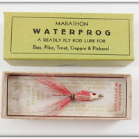 Vintage Marathon Red & White Fly Rod Waterfrog Lure In Box