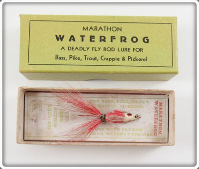 Vintage Marathon Red & White Fly Rod Waterfrog Lure In Box