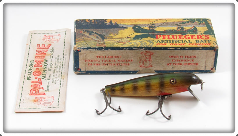Vintage Pflueger Perch Baby Palomine Lure In Blue Border Box 5006