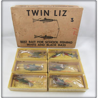 6 Vintage Arbogast Twin Liz Lures In Dealer Box