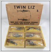 6 Vintage Arbogast Twin Liz Lures In Dealer Box