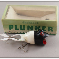 Vintage Jenson Black & White Froglegs Plunker Lure In Box 