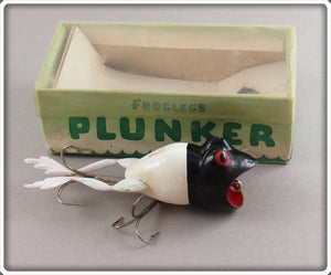 Vintage Jenson Black & White Froglegs Plunker Lure In Box 