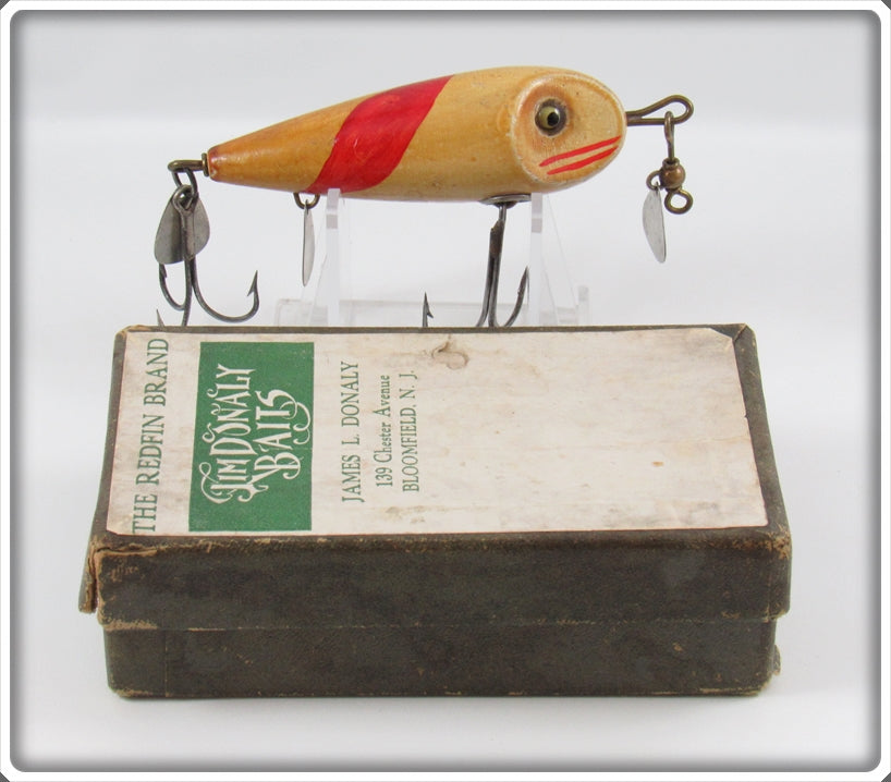 Vintage Donaly Red & White Redfin Minnow Lure In Box