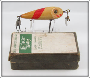 Vintage Donaly Red & White Redfin Minnow Lure In Box