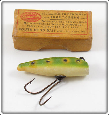 Vintage South Bend Frog Spot Trout Oreno Lure In Intro Box 971 F