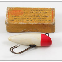 Vintage South Bend Red Head White Trout Oreno Lure In Intro Box 971 RH