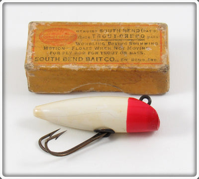 Vintage South Bend Red Head White Trout Oreno Lure In Intro Box 971 RH