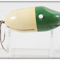 Vintage Glenwillow Products Green & White Safe T Lure 