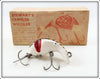 Vintage Bud Stewart White Crippled Wiggler Lure In Picture Box