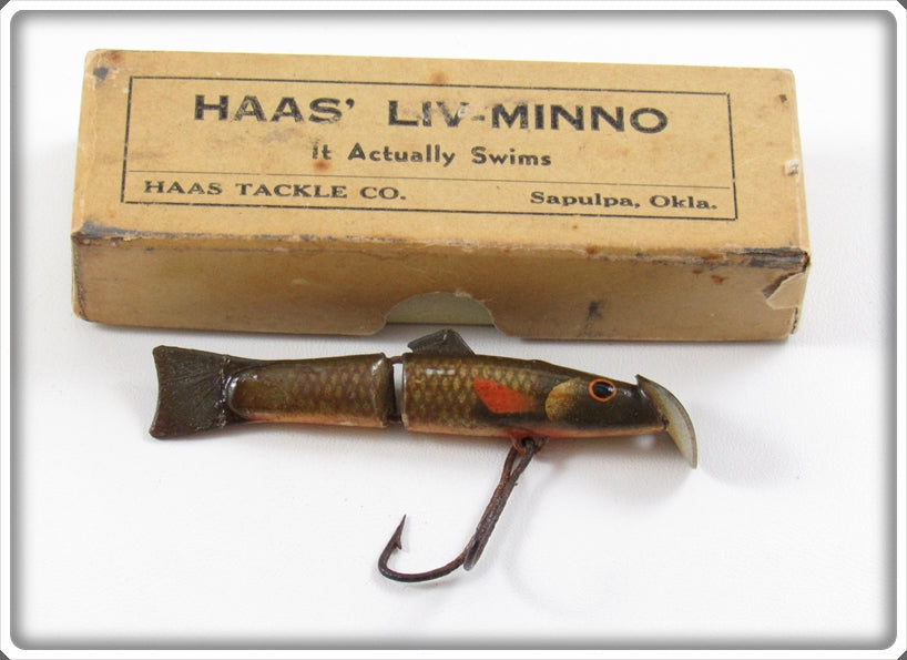 Vintage Haas Natural Finish Fly Rod Liv Minno Lure In Box
