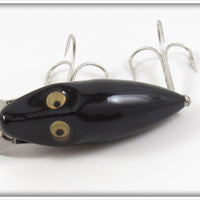 Heddon Solid Black Midget River Runt In Box 9010 B