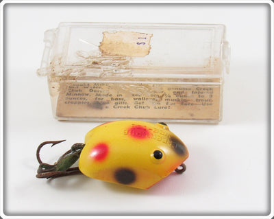 Vintage Creek Chub Yellow Spotted Plastic Wee Dee Lure In Box 214