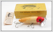 Vintage Arbogast Red & White Wooden Two Hook Musky Jitterbug In Box