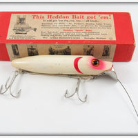 Vintage Heddon White Body With Red Gills Salmon River Runt Lure In Box