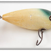 Heddon White With Blue Crackleback Head 400 Bucktail Surface Minnow