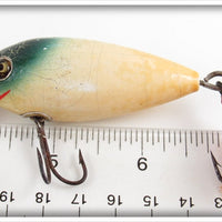 Heddon White With Blue Crackleback Head 400 Bucktail Surface Minnow