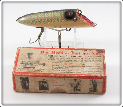 Vintage Heddon Shiner Scale Deluxe Basser Lure In 8529PRH Box
