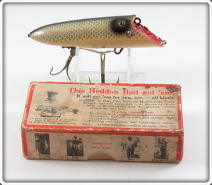 Vintage Heddon Shiner Scale Deluxe Basser Lure In 8529PRH Box