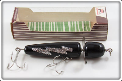 Vintage Pflueger Black Silver Lightning Bolt Musky Globe In Box