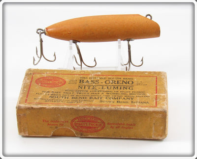 Vintage South Bend Luminous Bass Oreno Lure In Nite Luming Box 973 LUM